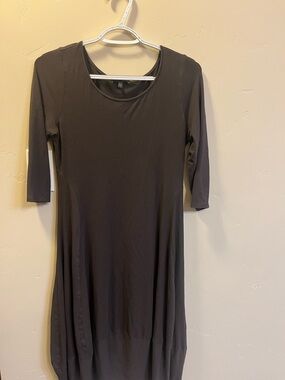 Eileen Fisher Black Scoop Neck Midi Dress Size S (oversized)